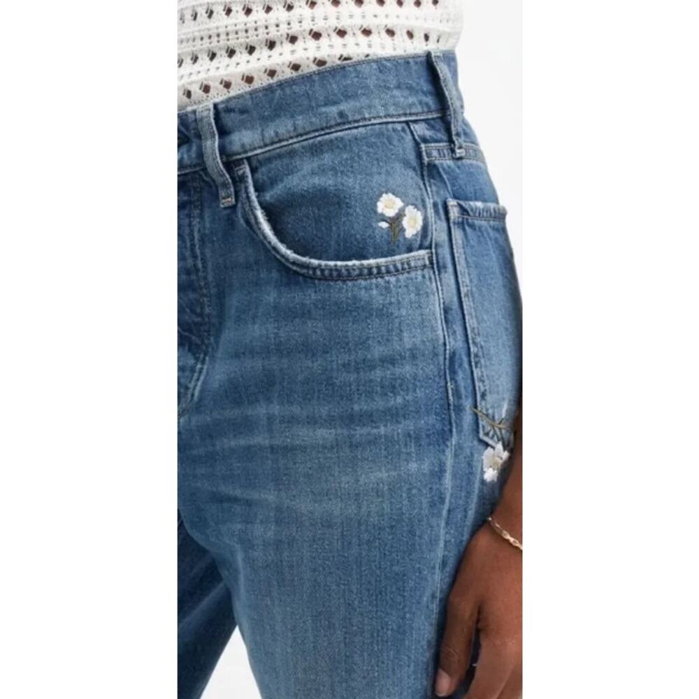 7 For All Mankind Easy Straight Floral Embroidered Jeans Size 28 - Picture 2 of 10